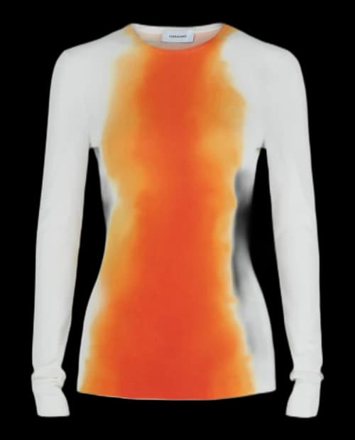 Ferragamo Ombre Knit Long Sleeve Top White