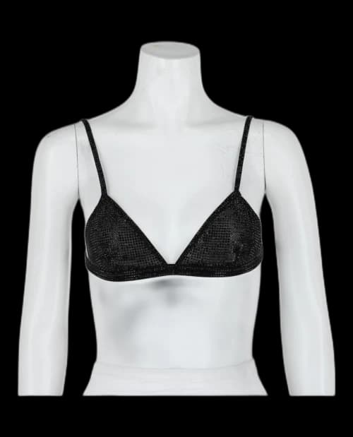 Ferragamo Crystal Embellished Triangle Bralette Black