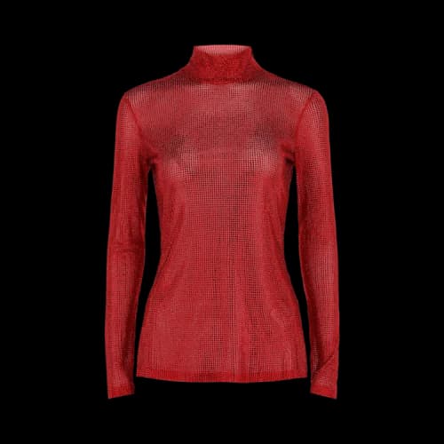 Ferragamo Crystal Embellished Long-Sleeve Top 'Red'