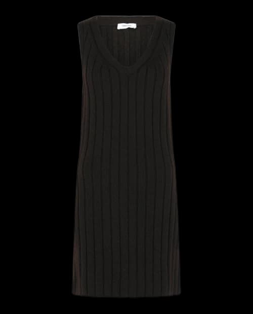 Ferragamo Ribbed Knit Dress Medium Brown
