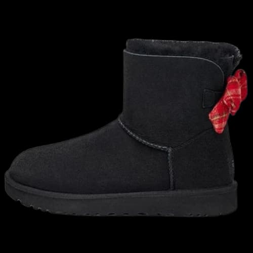 UGG Mini Bailey Bow Plaid Ribbon 'Black Red' (Women's)