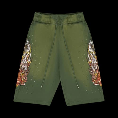 Who Decides War Flame Glass Sweatshorts 'Green'