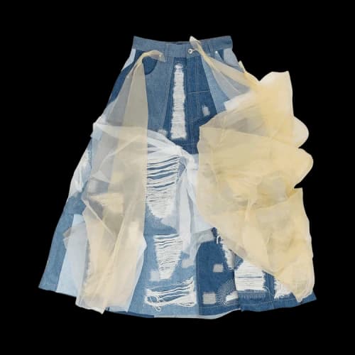 Who Decides War Altitude Denim Skirt 'Sky'