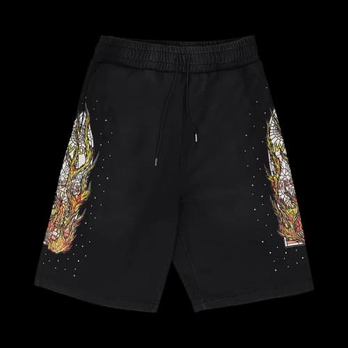 Who Decides War Flame Glass Sweatshorts 'Black'