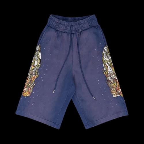Who Decides War Flame Glass Sweatshorts 'Indigo'