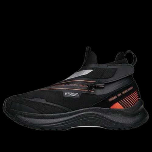 ANTA Running Series Sneakers Leather 'Black Orange Silver'