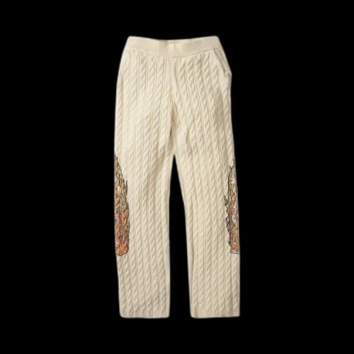 Who Decides War Flame Glass Cable Knit Lounge Pants 'Cream'