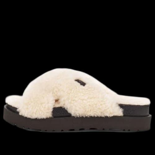 UGG Fuzz Sugar Cross Slide 'Natural Black' (Women's)