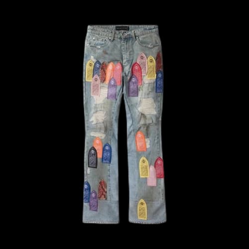 Who Decides War Patch Arched Repaired Distressed Denim 'Multicolor'
