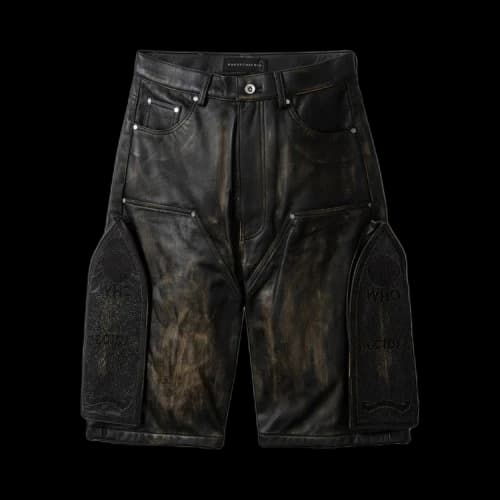 Who Decides War Side Embroidery Mid Length Leather Short 'Rust'