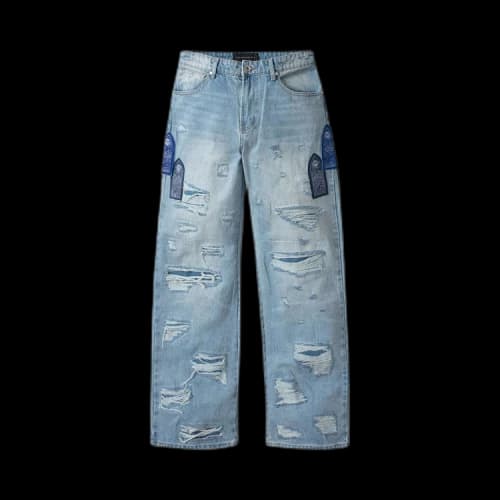 Who Decides War Side Patch Relaxation Denim Jeans 'Sky'