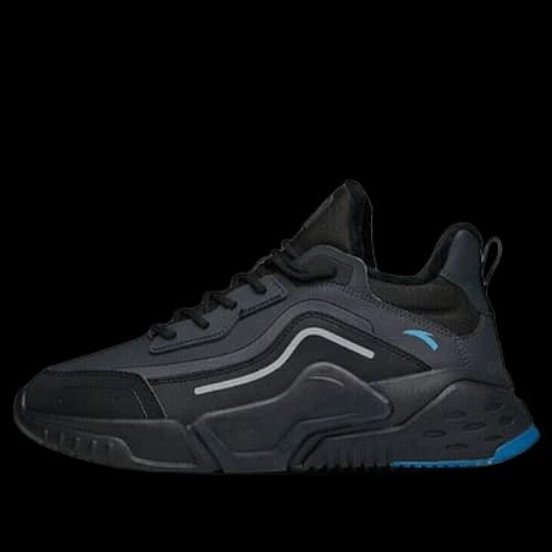 ANTA Runninng Series Sneakers Leather Fleeced 'Black Blue'
