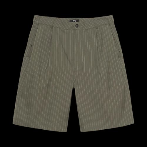 Stussy Stripe Volume Pleated Short 'Olive'