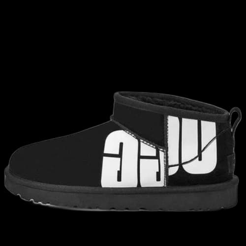 UGG Classic Ultra Mini Broken Logo 'Black White' (Women's)