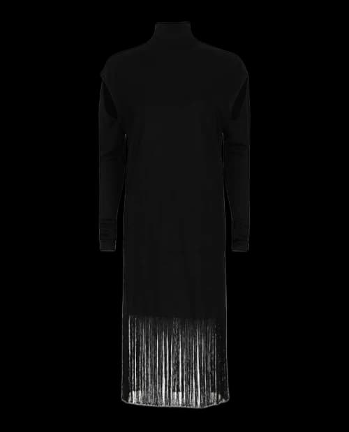 Ferragamo Cutout And Fringe Hem Dress Black