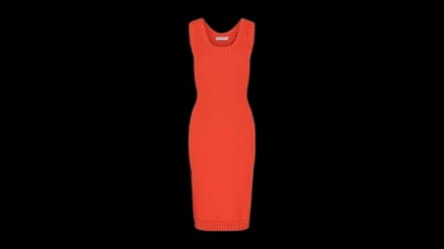 Ferragamo Women's Sleeveless Midi Ribbed Dress Orange