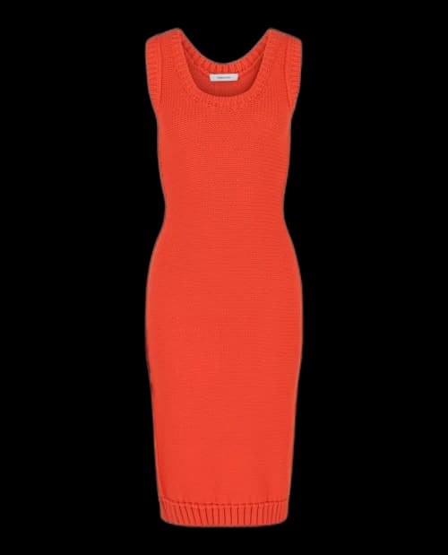 Ferragamo Sleeveless Midi Ribbed Dress Red
