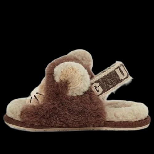 (TD) UGG Fluff Yeah Slide Lion Stuffie 'Sand Chocolate'