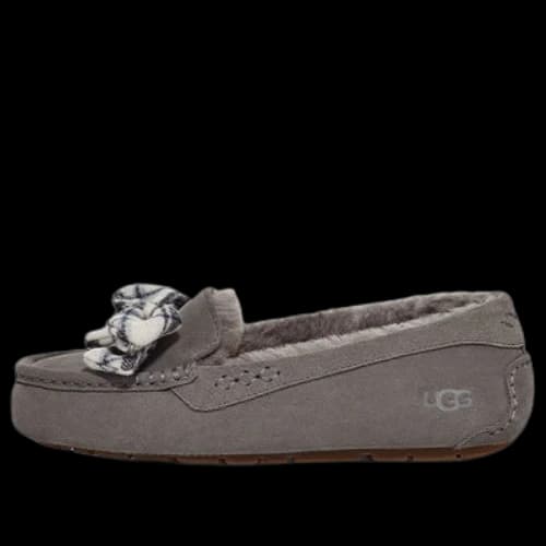 UGG ANSLEY Plaid Bow 'Charcoal' (Women's)