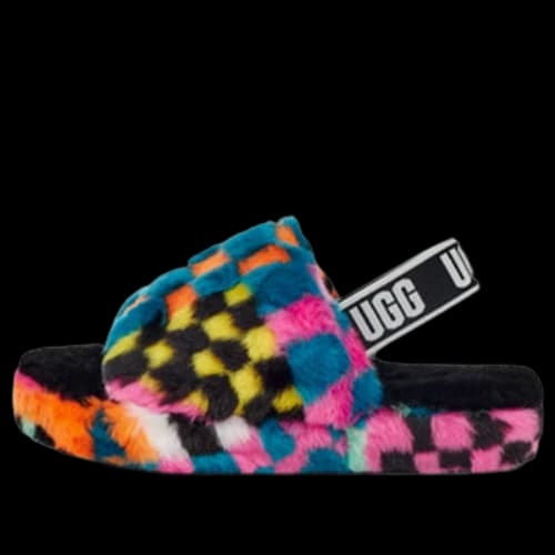 (PS) UGG Fluff Yeah Checks Slide 'Black Multi'