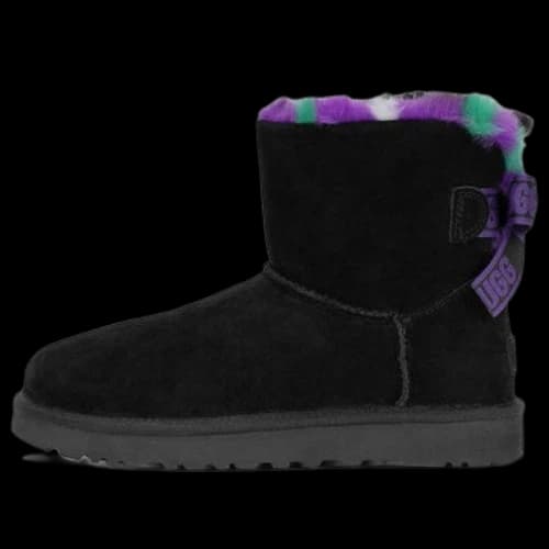 UGG Mini Bailey Bow Plaid Punk Boot 'Black Purple' (Women's)