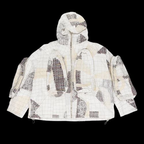 Who Decides War Tweed Patchwork Window Hoodie 'White'