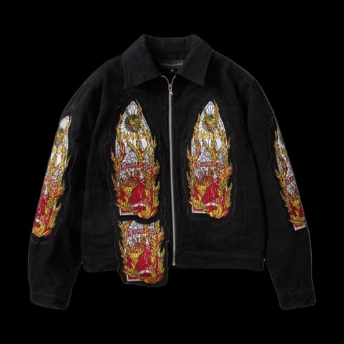 Who Decides War Flame Glass Trucker Jacket 'Coal'