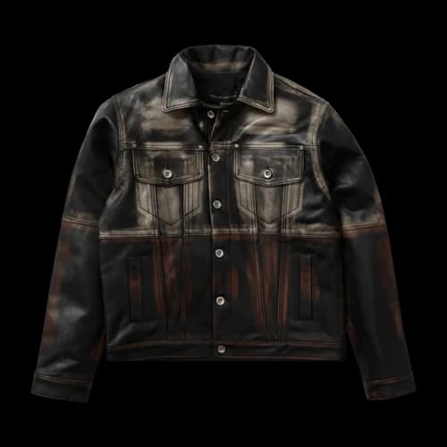 Who Decides War Ombre Leather Trucker Jacket 'Rust'