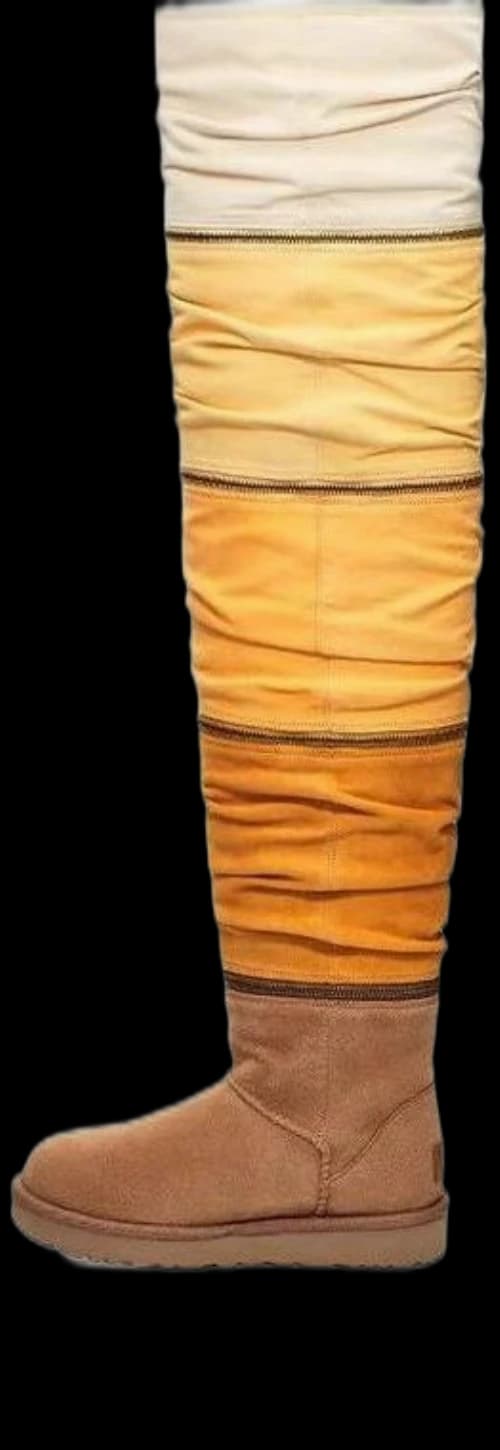 UGG Classic Sweater Letter TA knitted suede high-leg boots 'Brown Tan' (Women's)