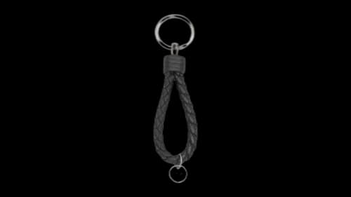 Bottega Veneta Intrecciato Logo Tag Keyring Black