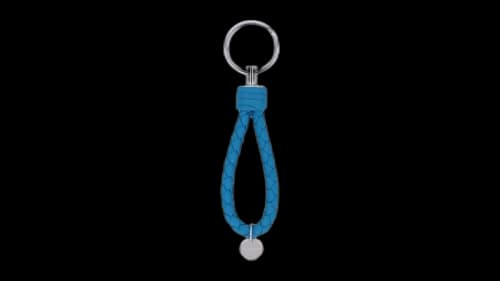 Bottega Veneta Intrecciato Logo Tag Keyring Blue