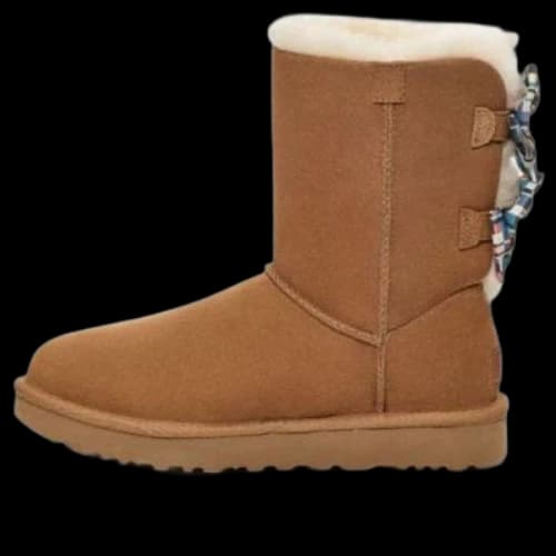 UGG Checkered Bow Snow Boots 'Brown' (Women's)