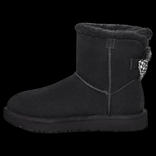 UGG Checkered Bow Short Snow Boots 'Black' (Women's)