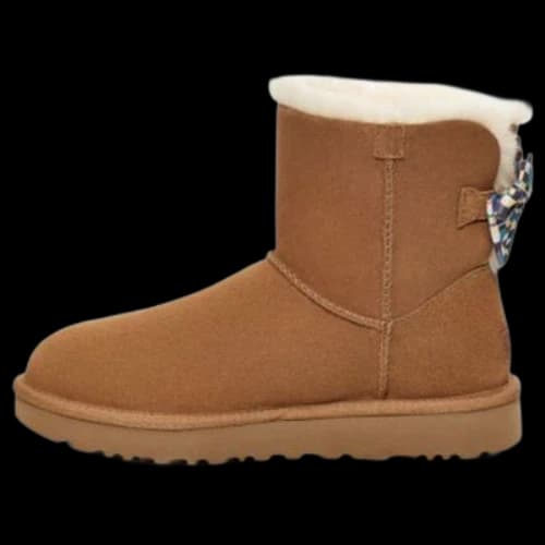 UGG Checkered Bow Short Snow Boots 'Brown' (Women's)