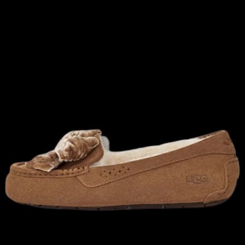 UGG Leisure Fluff Bow Mini Loafers 'Tan Velvet Black' (Women's)