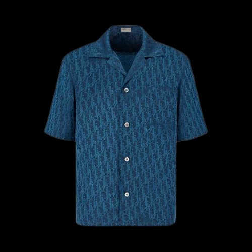 Dior Oblique Jacquard Short-Sleeve Shirt 'Navy'