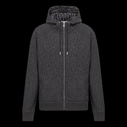 DIOR SS22 Logo Full Print hooded track Jacket Black