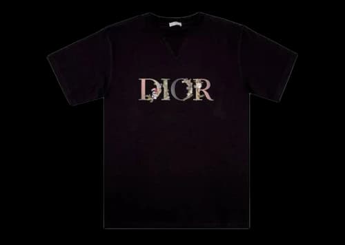 Dior Flowers Embroidered T-shirt Black