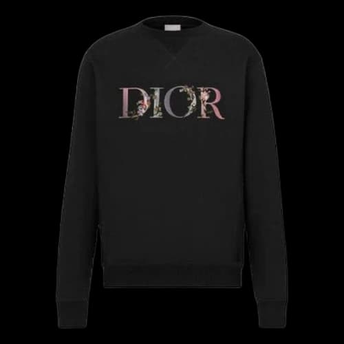 DIOR SS21 Logo Alphabet Flowers Round Neck Pullover Black