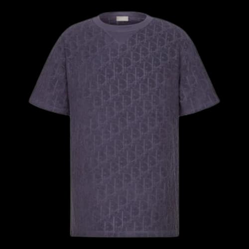 DIOR SS21 Oblique Printing Cotton Round Neck Short Sleeve Purple