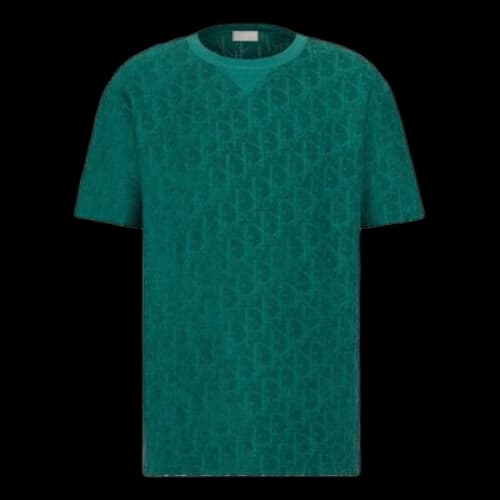 DIOR SS21 Oblique Printing Cotton Round Neck Short Sleeve Green