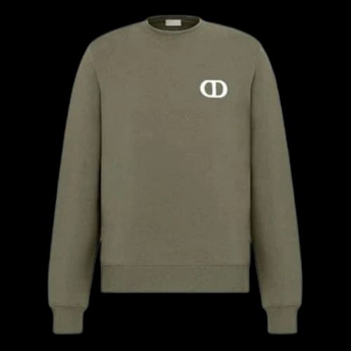 DIOR SS22 Round Neck Cotton Fleece Material Pullover Olive