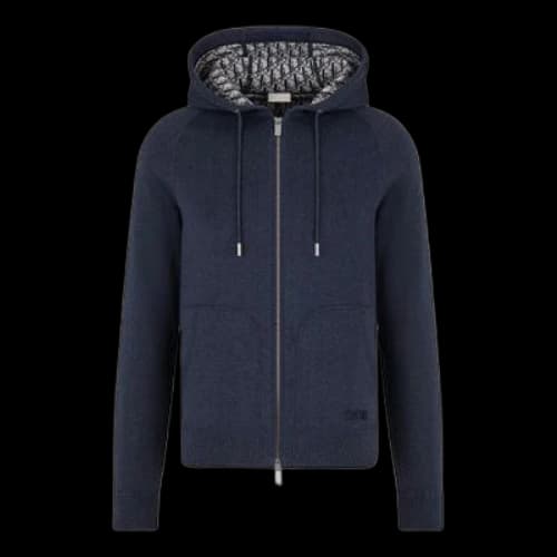 DIOR SS21 Loose Zipper Hooded Jacket Navy Blue