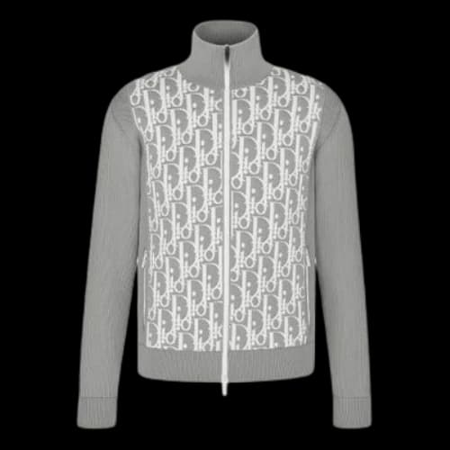 DIOR SS21 Oblique 3D Effect Embedded Technology Knitted Jacket For Men Black