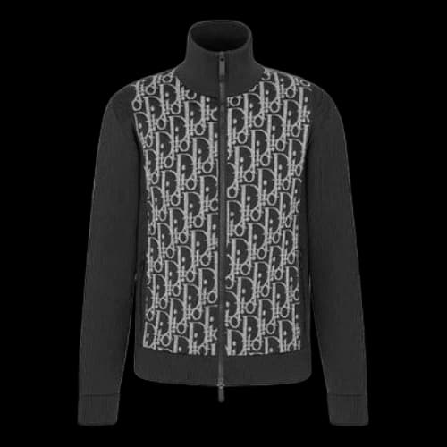 DIOR Embroidered Logo Cashmere Plain Crewneck Pullover Sweater For Men Navy