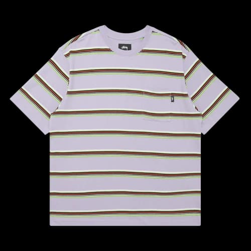Stussy Malcom Stripe Crew Tee 'Lavender'