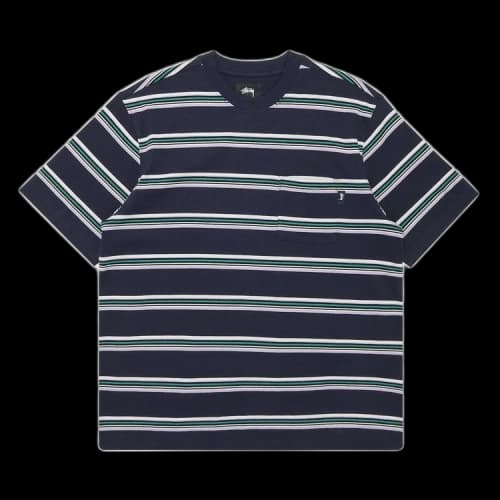 Stussy Malcom Stripe Crew Tee 'Navy'