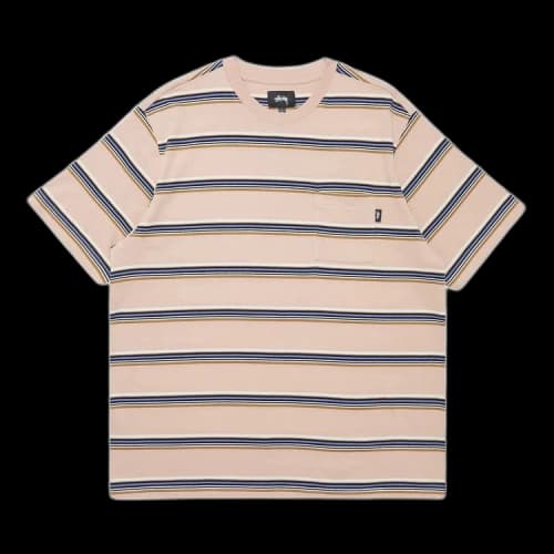 Stussy Malcom Stripe Crew Tee 'Peach'