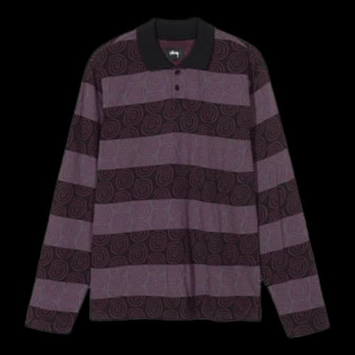 Stussy Long Sleeve Swirl Polo Shirt 'Rugby'