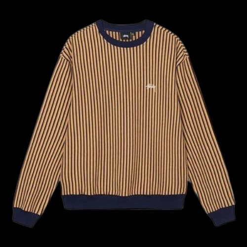 Stussy Logo Stripe Round Neck Yellow